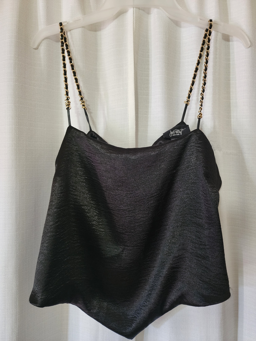 Black Satin Cami with Gold Chain-Strap — Jett & Jai